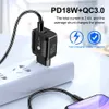 PD Type C + USB Quick Charger 18w For Huawei P30 mate 30 QC 3.0 Chargers Fast Wall Charger EU UK Plug Adapte For Samsung Xiaomi with box