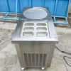 Free shipment ETL CE Kitchen Single round pan 6 cooling tanks instant thai fry roll ice cream sanck food machin