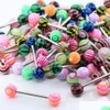 Anelli per lingua 100 pezzi Mix Style Barbell Bar Anelli per piercing alla lingua Moda Acciaio inossidabile Colori misti caramelle Uomo Donna Gioielli per il corpo Drop Dhqpq