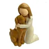 Figurine decorative Ragazza carina e cane Ornamento in resina Design Casa Soggiorno Arredamento camera da letto Statua Animale domestico Souvenir Modello artistico Regalo per bambini