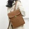 Schultaschen Rucksack Vintage PU-Leder Textur Outdoor-Reisen Einfach lässig für Frauen Große Kapazität Studenten-Büchertasche Allgleiches