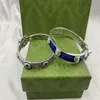 Design italiano Argento tailandese 925 rilievo testa di tigre Bracciale in smalto blu lettere di alta qualità moda uomo e donna bra298O