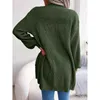 Cardigan Long en tricot pour femme, tricot, poches à filetage, point ouvert, décontracté, manches longues, automne hiver, 2023
