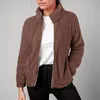 Frauen Pelz Winter Mode Mantel Casual Stehkragen Zipper Damen Kleidung Herbst Frauen Fleece Jacke Einfarbig Mäntel