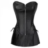 Bustiers Corsets Vintage Sexy Corset poitrine fermeture éclair en cuir Mini jupe grande taille S-6XL conception de mode entière Dress277D