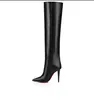 Winter Women Boots Suede Calfskin Leather Astrilarge Botta Knee Over Shoes Pointy Toe Lady High Heel Pump Shoes with Box 35-43