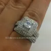 Eheringe SZ 5 6 7 8 9 10 Schmuck 134 stücke Voller Zirkonia Luxus 14 Karat Weißgold Gefüllt Ring Set Für Liebhaber Geschenk Choucong2594