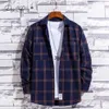 Nya män Spring Autumn Casual Long Sleeve Shirts Flanell Plaid Cotton Shirt Plus Size Streetwear Jacket Male Brand Shirt MS002288X