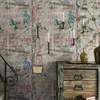 Wallpapers Vintage Estilo Industrial Graffiti Barbershop Roupas Loja Fundo Papel de Parede À Prova D 'Água Bar Cinza Arte PVC Behang