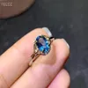 NEUESTER Stil ozeanblauer natürlicher Topas-Ring aus 925er Sterlingsilber, zertifizierter natürlicher Edelstein, reiner, sauberer Ring, Verlobungsring, Mädchengeschenk319f