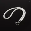 Chains Trendy Classic Imitation Pearl Necklace Men Handmade Width 6/8/10mm Toggle Clasp Beaded For Jewelry Gift