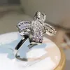 Wedding Rings 925 Silver Color Bowknot Bow Knot Bling Zircon Stone for Women Fashion Engagement Jewelry 231005