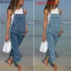 Women's Jumpsuits Rompers 2023 Cargo Pants Women Denim Bib Overalls Jeans Jumpsuits Rompers Ladies Ripped Hole Suspenders Long Playsuit Pockets OverallsL231005