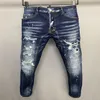 DSQ Phantom Turtle Erkekler Kot Penerler Lüks Tasarımcı Kot Sıska Yırtık havalı adam nedensel delik denim moda markası fit kot me254d