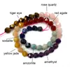 Lösa ädelstenar naturliga ädelsten 7 chakra agat ametyst tiger ögon fasetterade runda stenpärlor för smycken som gör diy kvinnor armband halsband