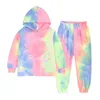 Ensembles de vêtements Enfants Tie Dye Imprimé Vêtements Ensemble Enfant Filles Garçons Sweat À Capuche Pantalon Long Enfants Vêtements Survêtement Costume Printemps Automne 231005