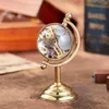 Montres de poche Vintage pour hommes, Globe rotatif doré, horloge de bureau, cadeau créatif pour montre, Table en cuivre mécanique
