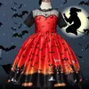 Girl's Sukienki Halloween Magic Witch Girls Costume Ghost Bat Bat Dark Witch Carnival Party Cosplay Sukienka na 3-10 lat Dzieci Halloween Disfraz 231005