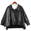 Women's Leather High-End Imitation Genuine Coat Locomotive Jacket Short Spring Autumn Korean Style Cape Casual Outerwear