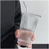 Weingläser, Weingläser, 375 ml, schlichter, gestreifter, klarer Glasbecher mit Deckel und transparentem Tee, Milch, Kaffeetasse, Hausgarten, Küche, Din Dhrjc