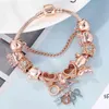 Seialoy Rose Gold Bracelet Bangles For Women Princess Elk Bead HAPPY Charm Bracelets Jewelry Fit Girl Couple Friendship Jewelry Gi2644