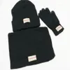 Nova marca de moda chapéu cachecol luvas de três peças chapéu para homens gorros feminino lazer quente boné unissex elasticidade malha gorro chapéus 330v