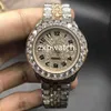 Relógio completo de diamantes 40mm luxo iced out relógio automático 41mm masculino prata rosa ouro dois tons conjunto inoxidável à prova d' água diamante cz271d