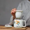 Mugs Pay Attention To Jingdezhen Hand-Painted Loquat Office Tea Brewing Set Misty Blue Mug Ceramic Anti-Scald Cups