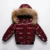 Manteau d'hiver doudoune pour fille vraie fourrure imperméable brillant épaissir chaud garçon vêtements de sortie d'hiver manteau 1-8 ans enfants Parka tenue 231005