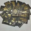 Utomhusspelaktiviteter Version Black Stamping Gold Foil Tarot Cards Plast Rider Deck för nybörjare och samlare 230928