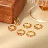 Brincos de argola moda jóias de luxo aço inoxidável banhado a ouro 18k lnset zircão anel ajustável para mulheres