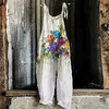 Jumpsuits voor dames Rompertjes Dames Zomer Jumpsuit Wijde pijpen Spaghettibandjes Strand Casual Losse bloemenprint Boho Overalls voor damesL231005