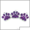 Biżuteria Uroki Biżuterii Odkrycia Komponenty 50pcs HC358 Bling Enamel Kot Dog/Bear Paw Prints Hang Pendant Fit Rotacja Łańcuch kluczy Keryna Dhuvb