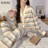 Damskie sleep salon sukae czarne róże jesienne zima kimono zwykłe w szyku w nokrotce klapy snu Zestawy piżamowe Piżamy Pełne PJ bawełniane długie rękawy Homessuitsl231005