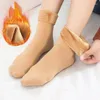 Meias femininas 3 pares inverno quente sólido engrossar lã térmica cashmere pele preta sem costura neve meia veludo unisex