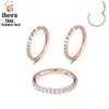 Nose Rings Studs 50PCS Stainless Steel Zircon CZ Hinged Segment Nose Septum Clicker Ring Round Earrings Hoops Ear Tragus Helix Piercing Jewelry 231005