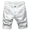 Herren Jeans Sommer Ripped Denim Shorts Streetwear Löcher Slim Straight Stretch Schwarz Weiß248M