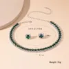 Bröllopsmycken set Fyuan Luxury Necklace Earrings Sets Green Crystal Necklace Women Weddings Bride Jewelry Accessories 231005