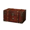 Retro Treasure klatka piersiowa Vintage drewniana pudełko do przechowywania antyczne organizator biżuterii do biżuterii Trinket2684