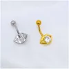 Navel Bell Button Rings 1Pc Stainless Steel Navel Piercings Body Jewelry Fashion Lip-Shaped Zircon Belly Button Ring Bar Sexy Crysta Dhhan