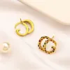 Złote kolczyki Projektanci marka projektant Letter Ear Stud Kobiety kryształowy dhinestone g dangle geometryczne kolczyki na przyjęcie weselne Prezent na prezent