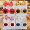 Hair Accessories 2Pcs/Set Baby Girls Cute Solid Color Bowknot Headband Children Sunflower UV400 Outdoor Sunglasses Kids Lovely