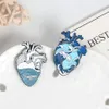 Blue Ocean Heart Pins smycken Roaring Wave Whale Emalj Lapel Pin Brooches Creative Sea Organ denim Skjorta Bag Badge Broad-Minded1914