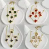 4 Leaf Clover Necklace Designer Jewelry Set Four-piece Sets Pendant Bracelet Stud Earrings Rings Gold Plated Stainless Steel Link