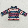 Mantel Großhandel Junge Mädchen Winter Pelz Western Aztec Lange Ärmel Mantel Korn Fleece Revers Reißverschluss Kinder Kleinkind Dicken Pullover 231008