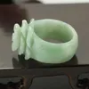 Eine Ware natürliche Burma Jade Bohne grün kleine Blumen Rose Jade Ring Ring Blume Damen Damen 2773