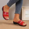 Slippers 2023 Patch Mediterranean High-heeled Summer Casual Non-slip Beach Slide Metal Decor Platform Flip-flops