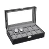 Boîtes de montres Cas 6 10 12 Slots Box Case Anneaux Chaîne Collier Titulaire Organisateur De Stockage Bijoux Affichage PU Cercueil En Cuir Saat Tr2275