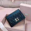 Money Clips Korean Sheepskin Pleated Miu Bag Mini Ultra Thin Girl Sweet Pink Genuine Leather Miao Family Wallet Card Case for Women