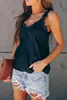 Tanks Femmes Noir Façade Dentelle Patchwork Cami Débardeur Femmes 2023 Blanc / Abricot Gilet D'été Sans Manches Camisole Col En V Slim Sexy Tops Tees